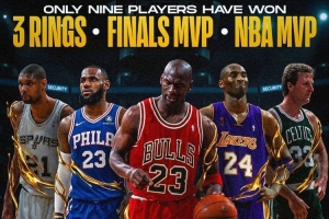 仅9人！NBA历史上拿到至少3冠+1MVP+1FMVP球员的超巨们！